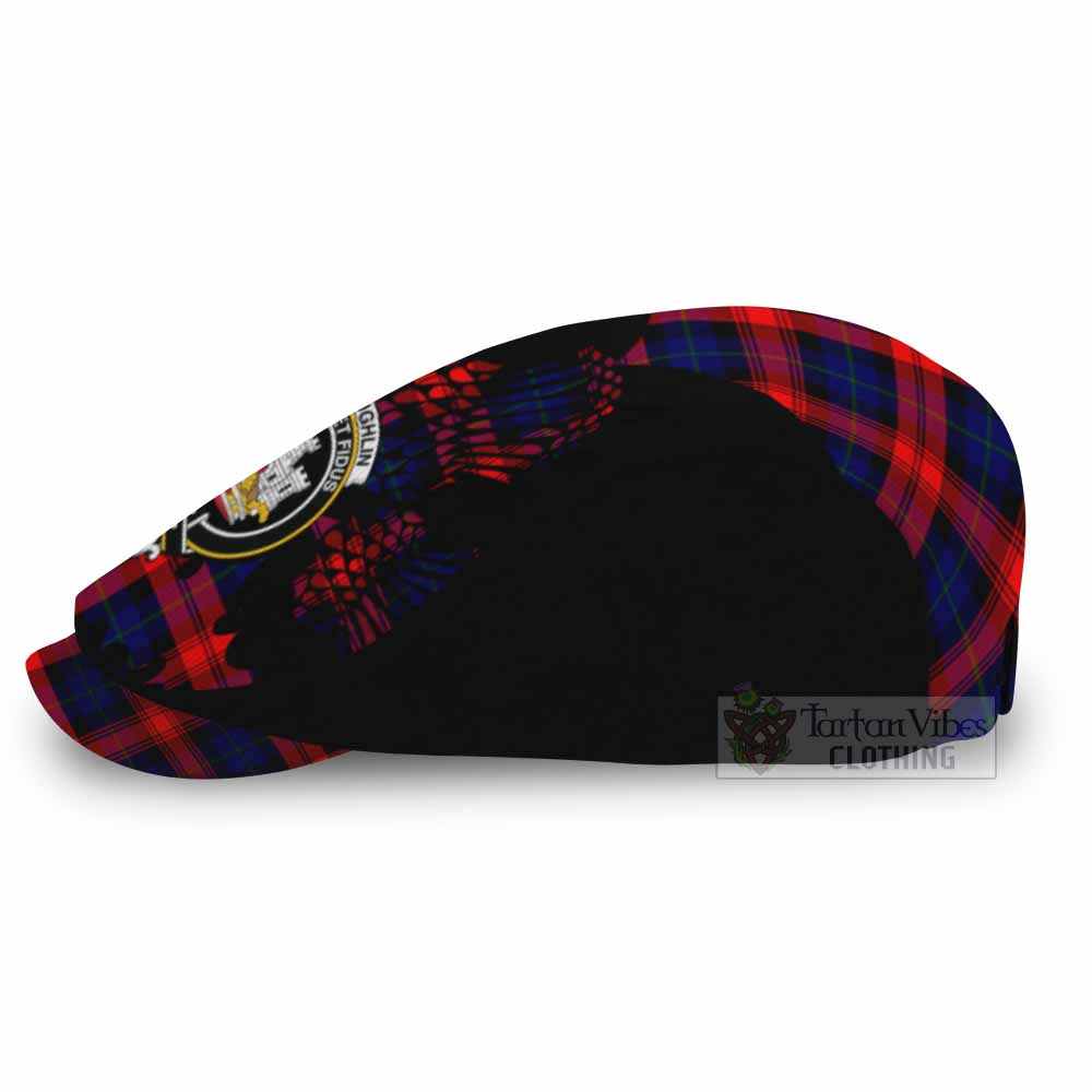 McLaughlin Tartan Family Crest Flat Cap, Jeff Cap Scotland Thistle Floral