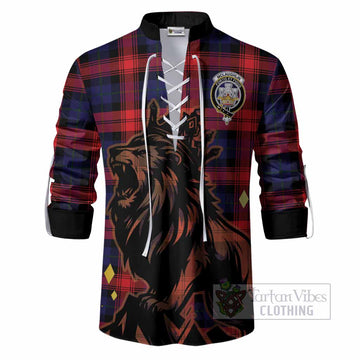 McLaughlin Tartan Family Crest Ghillie Shirt Crowned Lion Roaring