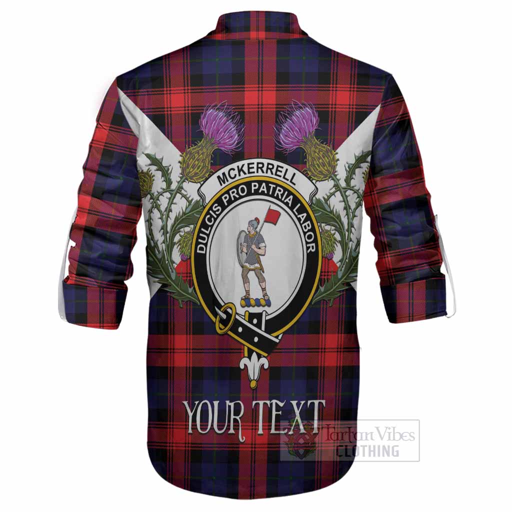 McLaughlin Tartan Family Crest Ghillie Shirt Scottish Burns Night Thistle Floral