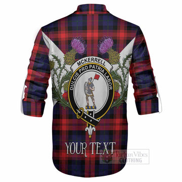 McLaughlin Tartan Family Crest Ghillie Shirt Scottish Burns Night Thistle Floral