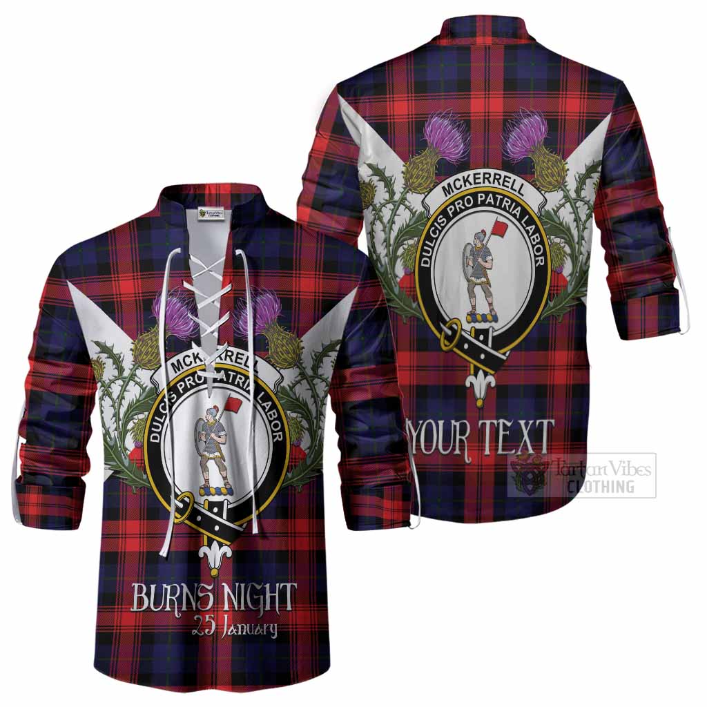 McLaughlin Tartan Family Crest Ghillie Shirt Scottish Burns Night Thistle Floral