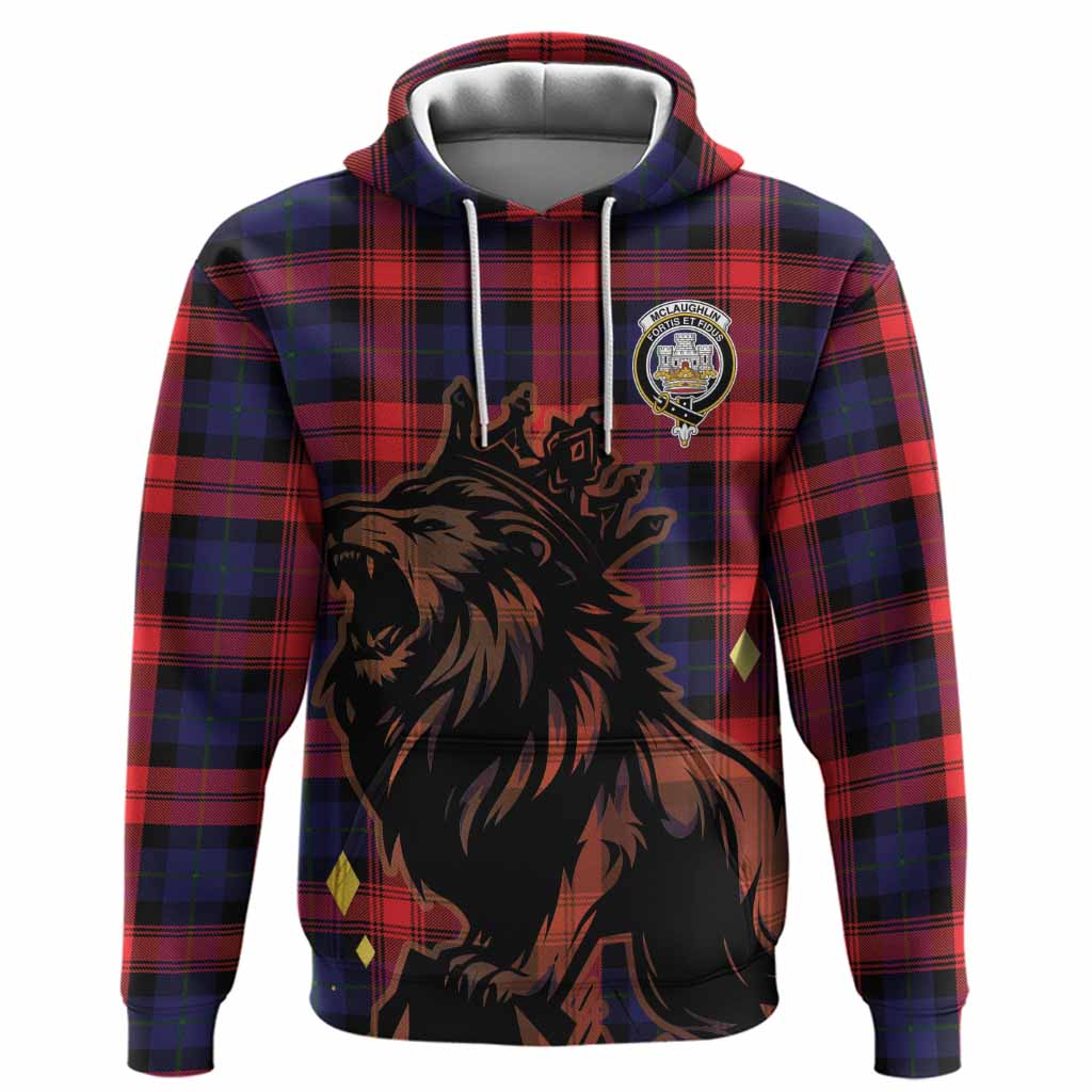 McLaughlin Tartan Family Crest Hoodie Crowned Lion Roaring