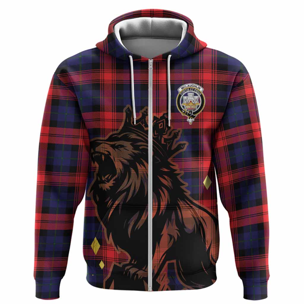 McLaughlin Tartan Family Crest Hoodie Crowned Lion Roaring