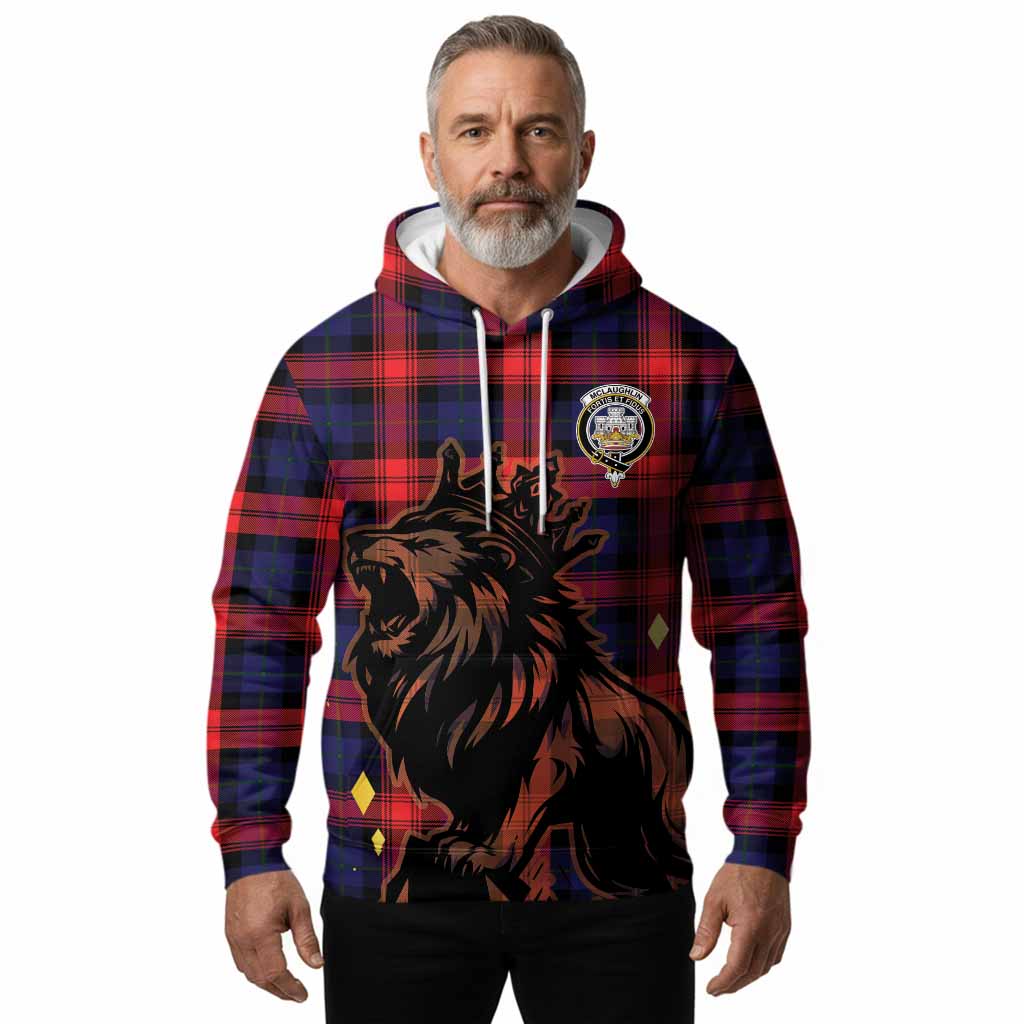 McLaughlin Tartan Family Crest Hoodie Crowned Lion Roaring
