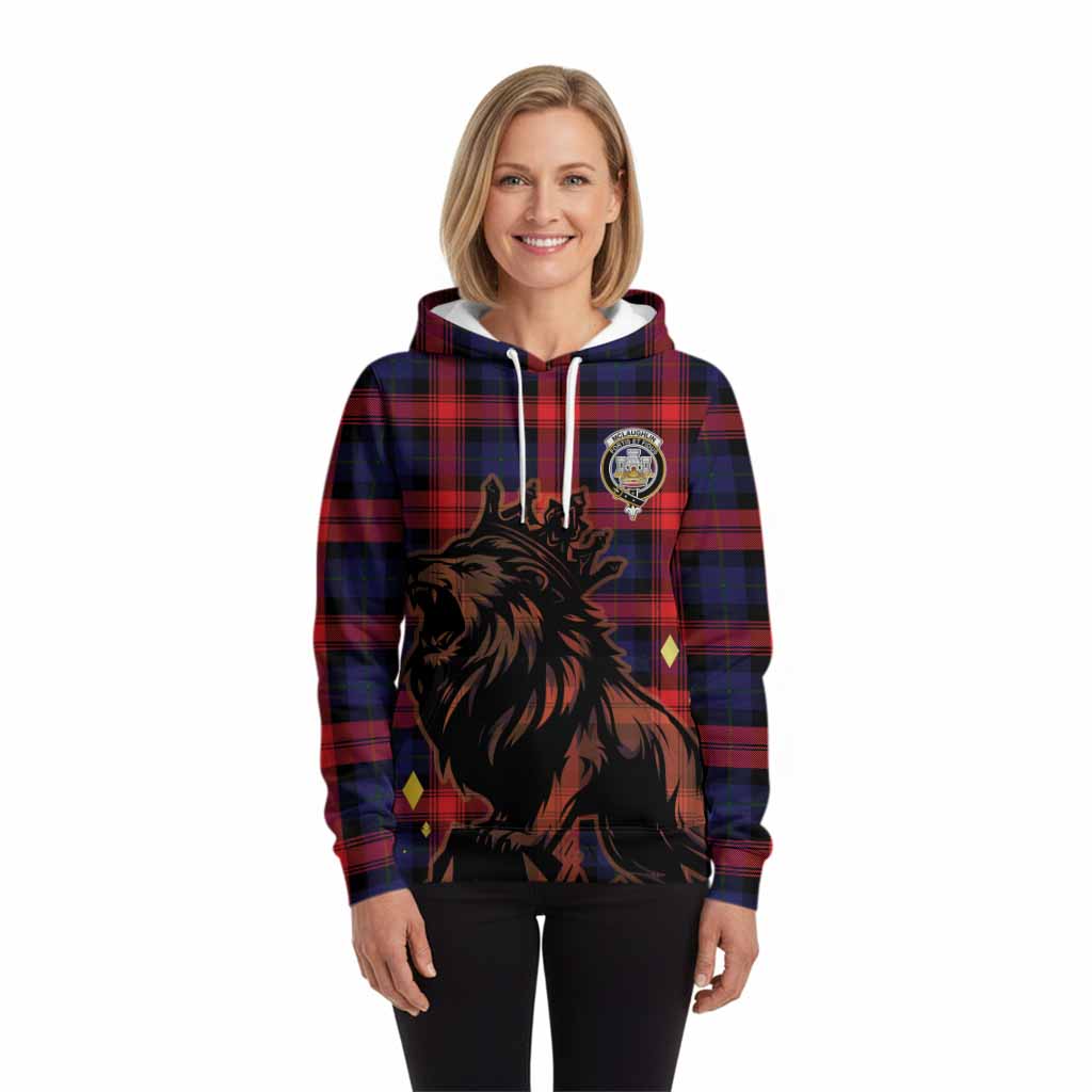 McLaughlin Tartan Family Crest Hoodie Crowned Lion Roaring