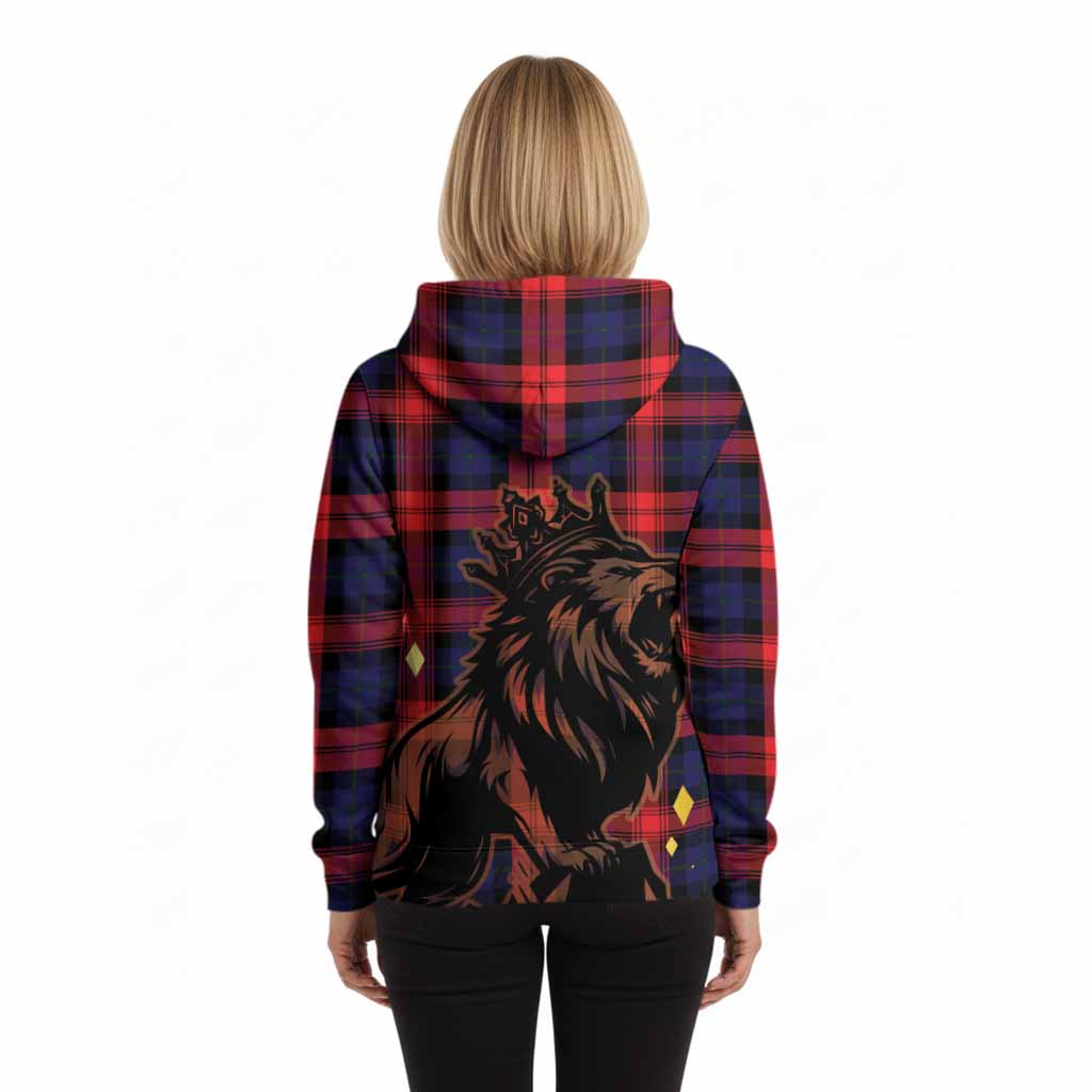 McLaughlin Tartan Family Crest Hoodie Crowned Lion Roaring