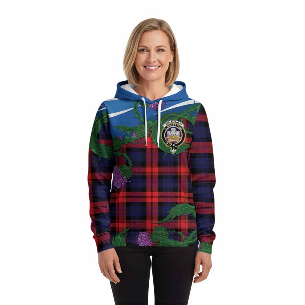 McLaughlin Tartan Family Crest Hoodie Thistle in Minimalism