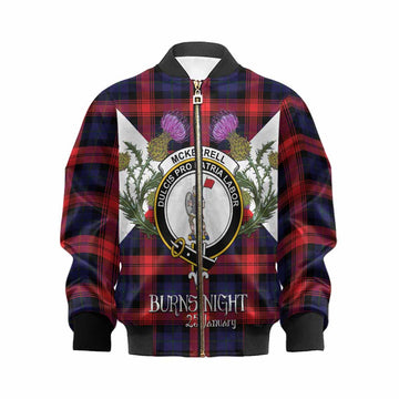 McLaughlin Tartan Family Crest Kid Bomber Jacket Scottish Burns Night Thistle Floral