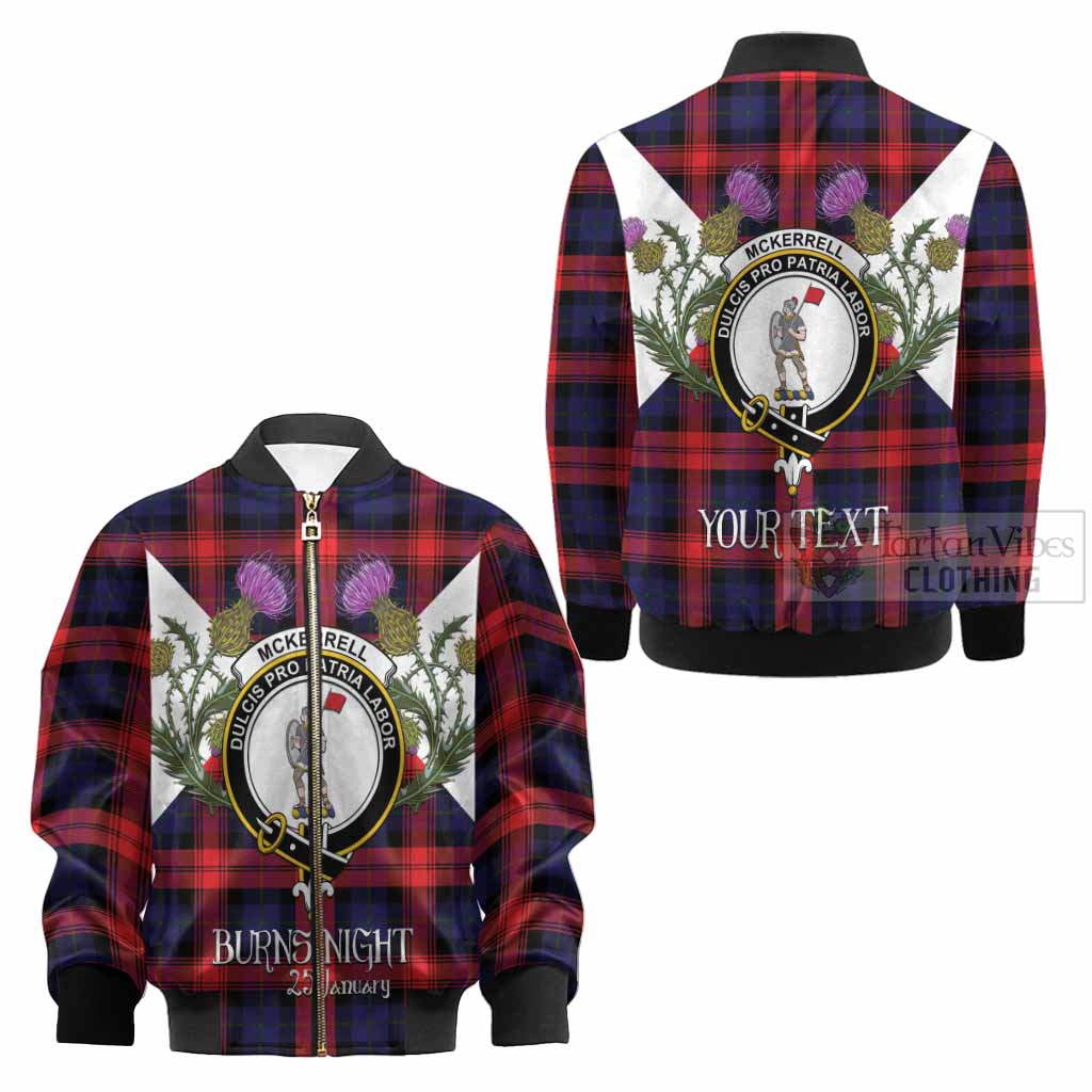 McLaughlin Tartan Family Crest Kid Bomber Jacket Scottish Burns Night Thistle Floral