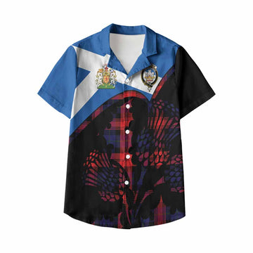 McLaughlin Tartan Family Crest Kid Hawaiian Shirt Scotland Thistle Floral Flag Style