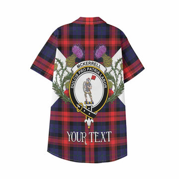 McLaughlin Tartan Family Crest Kid Hawaiian Shirt Scottish Burns Night Thistle Floral
