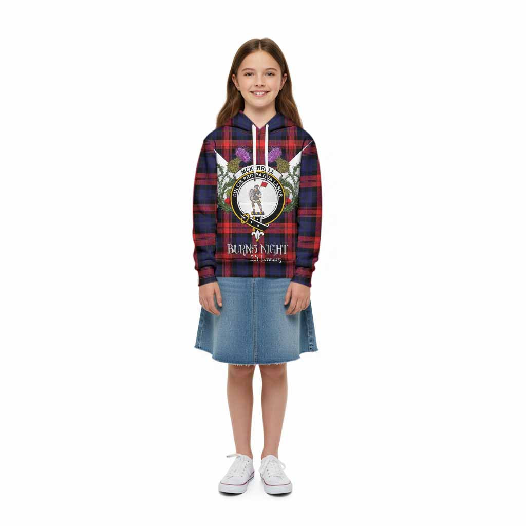 McLaughlin Tartan Family Crest Kid Hoodie Scottish Burns Night Thistle Floral