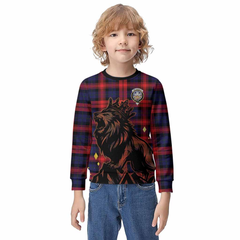 McLaughlin Tartan Family Crest Kid Knitted Sweatshirt Crowned Lion Roaring