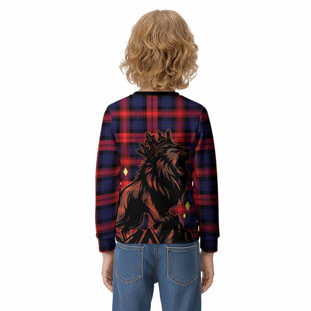 McLaughlin Tartan Family Crest Kid Knitted Sweatshirt Crowned Lion Roaring
