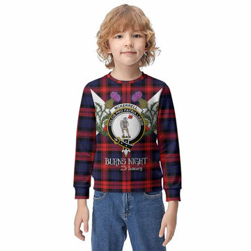 McLaughlin Tartan Family Crest Kid Knitted Sweatshirt Scottish Burns Night Thistle Floral
