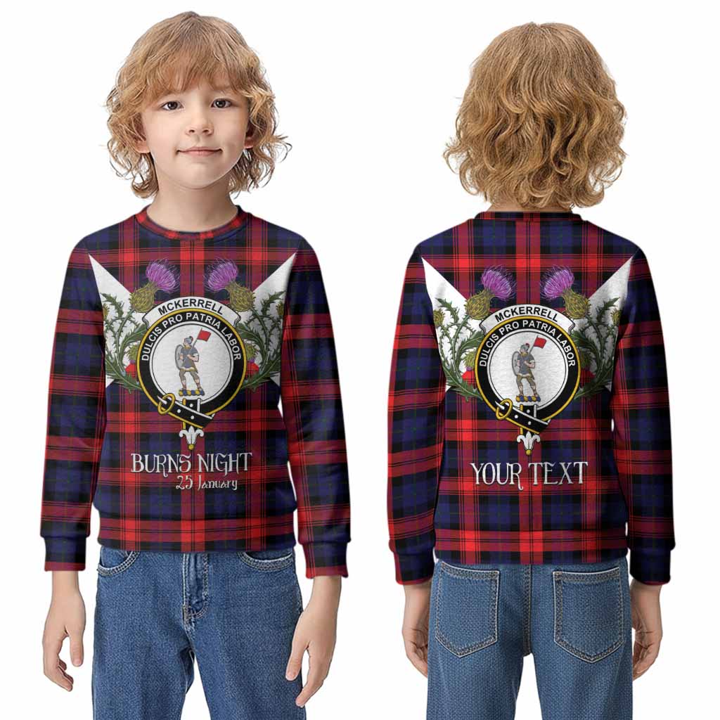 McLaughlin Tartan Family Crest Kid Knitted Sweatshirt Scottish Burns Night Thistle Floral