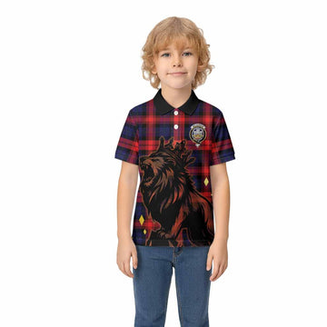 McLaughlin Tartan Family Crest Kid Polo Shirt Crowned Lion Roaring