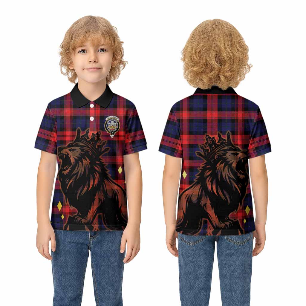 McLaughlin Tartan Family Crest Kid Polo Shirt Crowned Lion Roaring