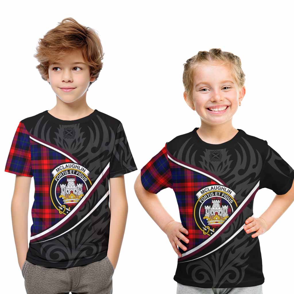 Mclaughlin Tartan Family Crest Kid T-shirt Celtic Scottish Thistle Floral - Tartan Vibes Clothing
