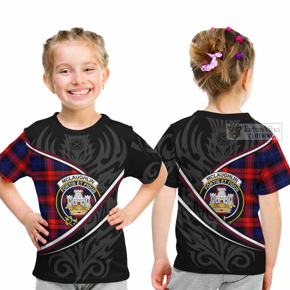 Mclaughlin Tartan Family Crest Kid T-shirt Celtic Scottish Thistle Floral - Tartan Vibes Clothing