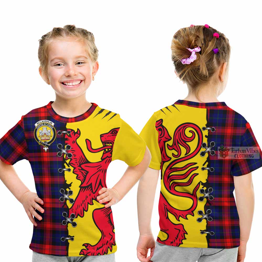 Mclaughlin Tartan Family Crest Kid T-shirt Lion Rampant Honor - Tartan Vibes Clothing