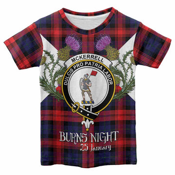 McLaughlin Tartan Family Crest Kid T-shirt Scottish Burns Night Thistle Floral