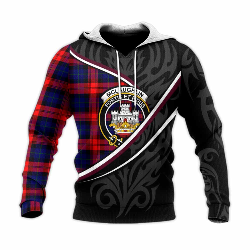 Mclaughlin Tartan Family Crest Knitted Hoodie Celtic Scottish Thistle Floral - Tartan Vibes Clothing