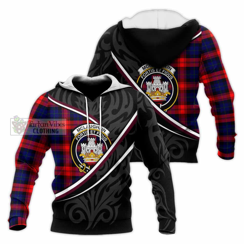 Mclaughlin Tartan Family Crest Knitted Hoodie Celtic Scottish Thistle Floral - Tartan Vibes Clothing