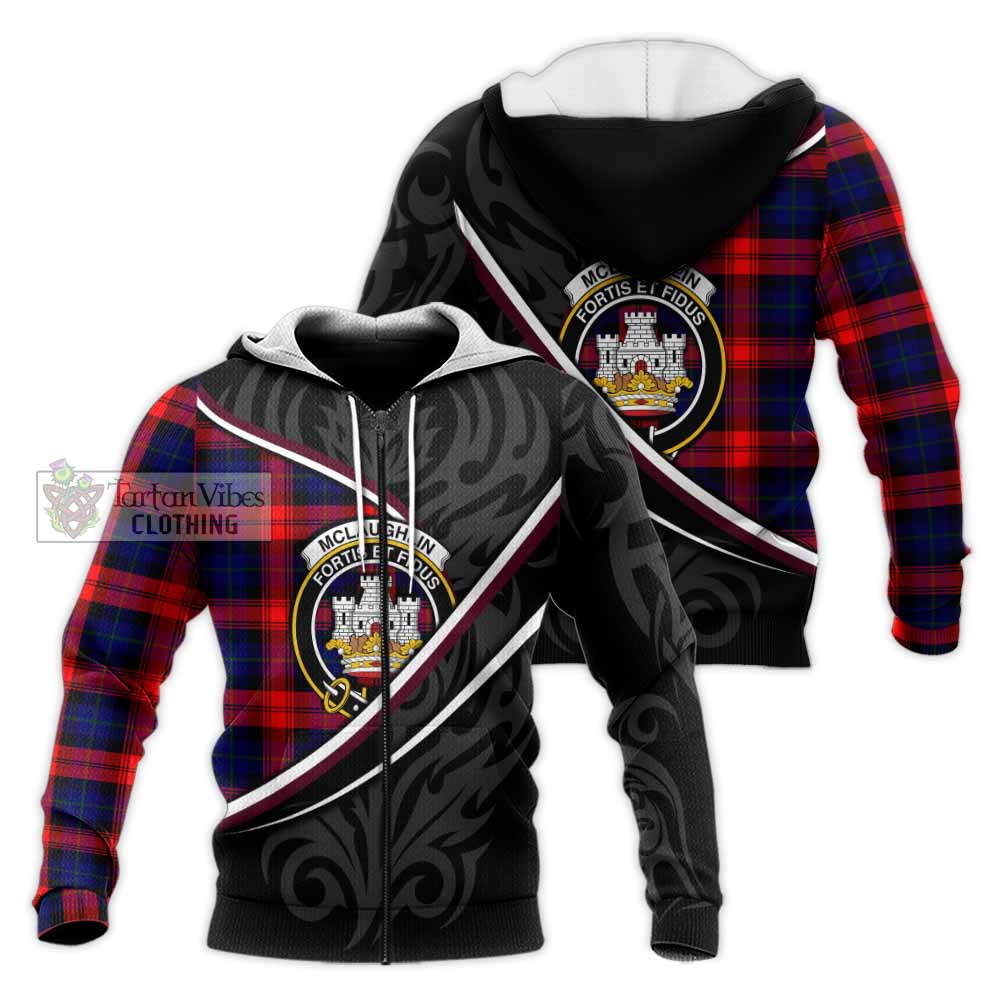 Mclaughlin Tartan Family Crest Knitted Hoodie Celtic Scottish Thistle Floral - Tartan Vibes Clothing