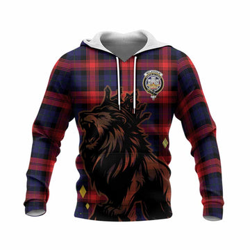McLaughlin Tartan Family Crest Knitted Hoodie Crowned Lion Roaring