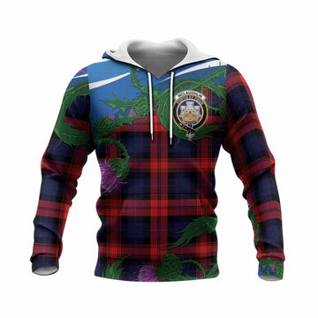 McLaughlin Tartan Family Crest Knitted Hoodie Thistle in Minimalism