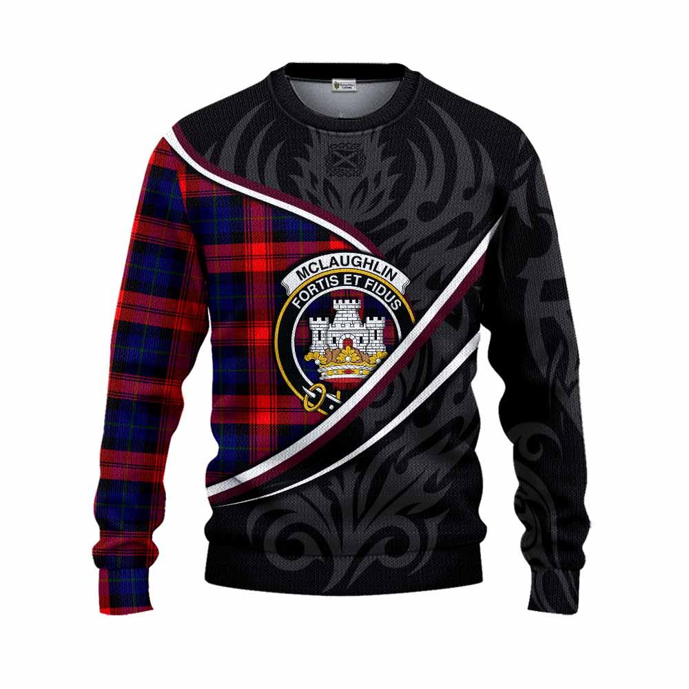 Mclaughlin Tartan Family Crest Knitted Sweater Celtic Scottish Thistle Floral - Tartan Vibes Clothing