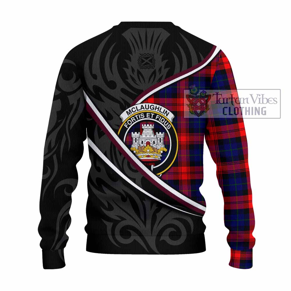 Mclaughlin Tartan Family Crest Knitted Sweater Celtic Scottish Thistle Floral - Tartan Vibes Clothing