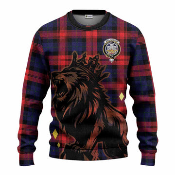 McLaughlin Tartan Family Crest Knitted Sweater Crowned Lion Roaring