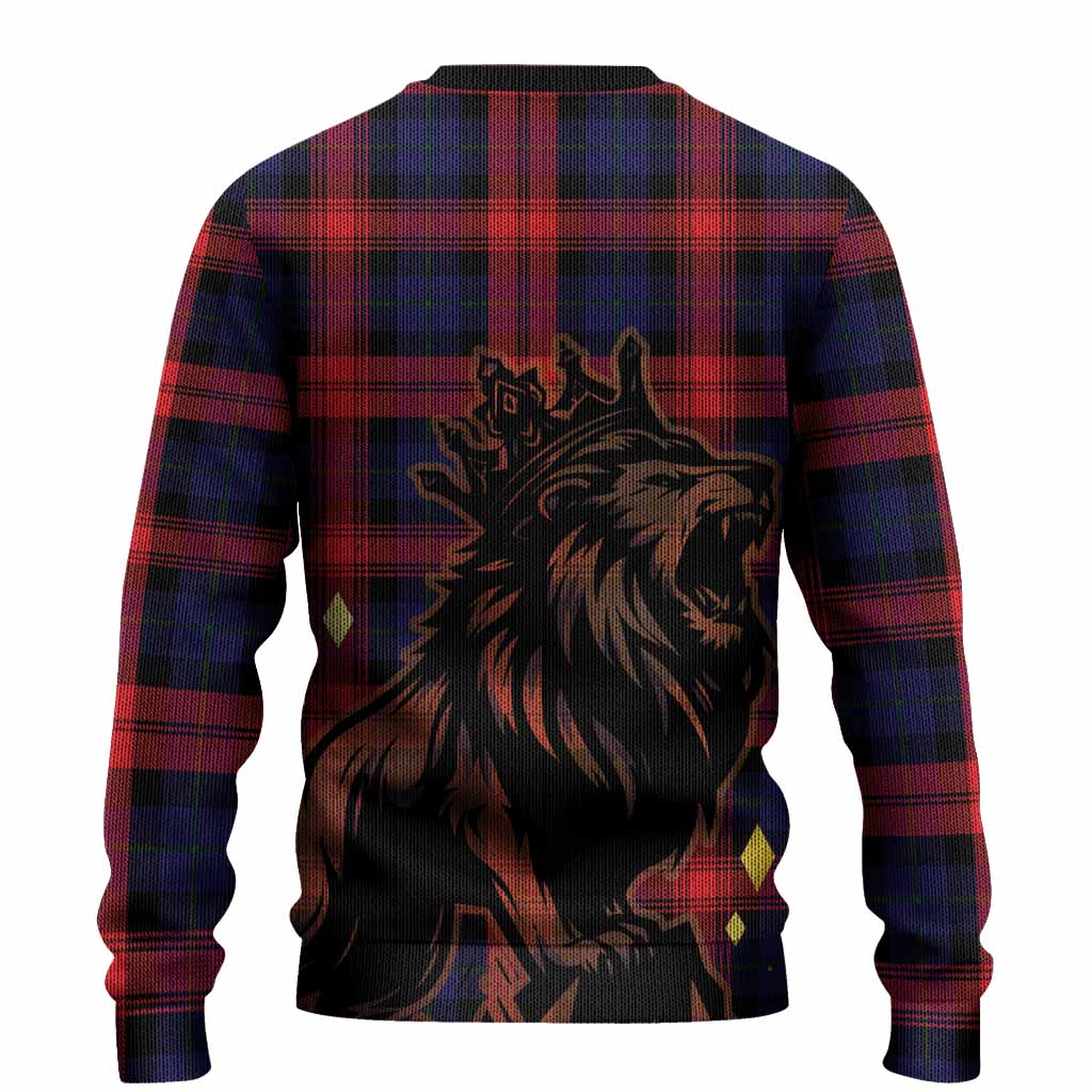 McLaughlin Tartan Family Crest Knitted Sweater Crowned Lion Roaring