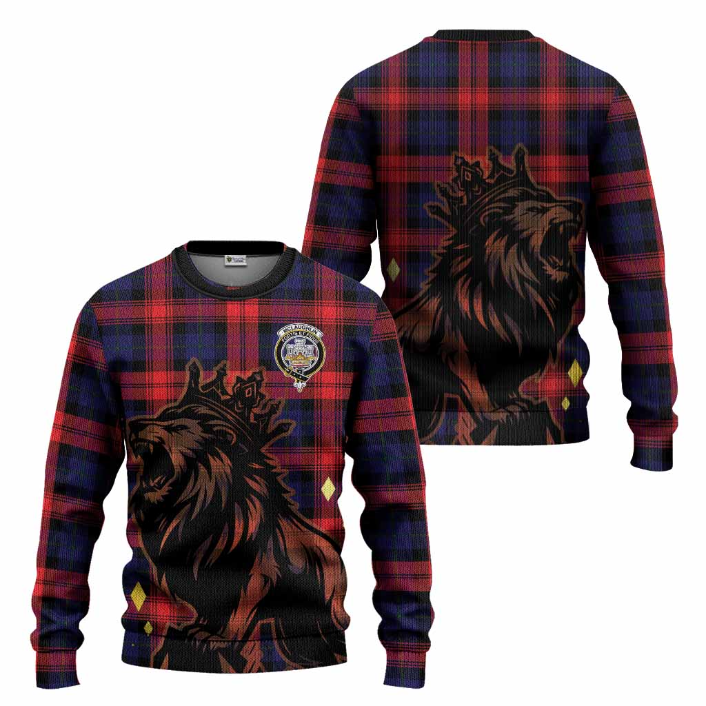 McLaughlin Tartan Family Crest Knitted Sweater Crowned Lion Roaring