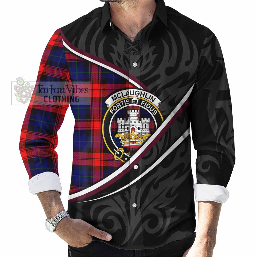 Mclaughlin Tartan Family Crest Long Sleeve Button Shirts Celtic Scottish Thistle Floral - Tartan Vibes Clothing