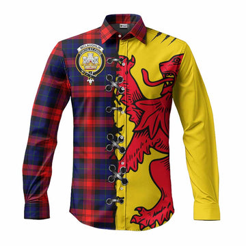 Mclaughlin Tartan Family Crest Long Sleeve Button Shirts Lion Rampant Honor