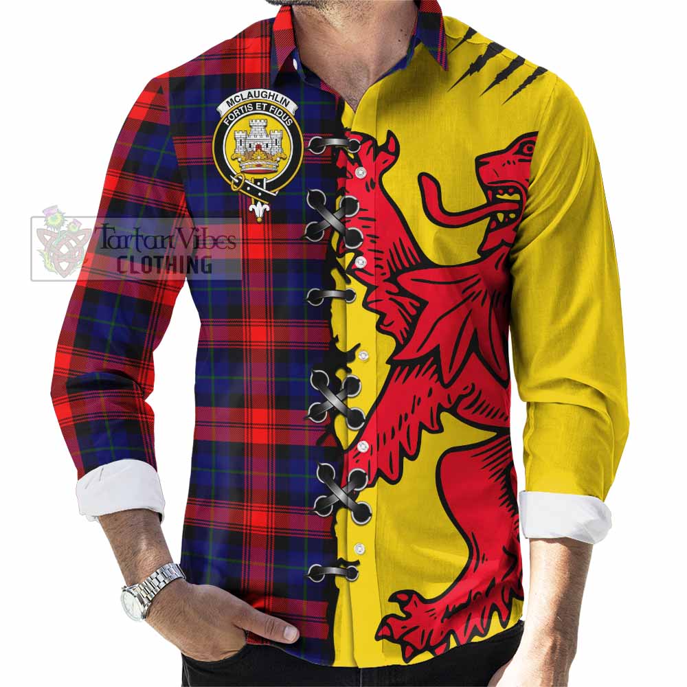 Mclaughlin Tartan Family Crest Long Sleeve Button Shirts Lion Rampant Honor - Tartan Vibes Clothing