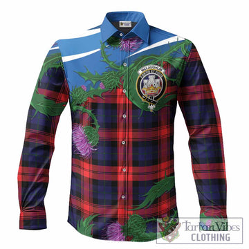 McLaughlin Tartan Family Crest Long Sleeve Button Shirts Thistle in Minimalism