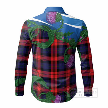 McLaughlin Tartan Family Crest Long Sleeve Button Shirts Thistle in Minimalism