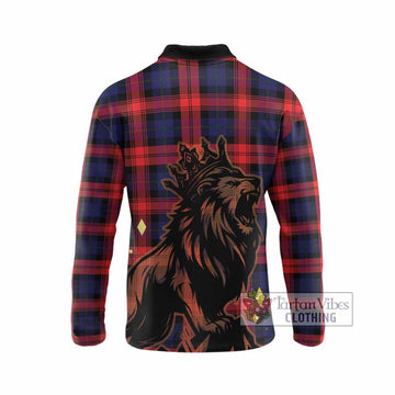 McLaughlin Tartan Family Crest Long Sleeve Polo Shirt Crowned Lion Roaring