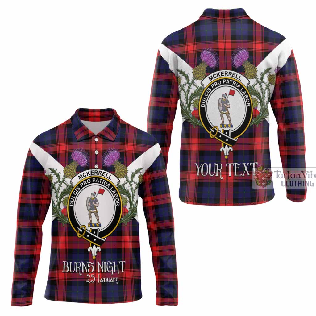 McLaughlin Tartan Family Crest Long Sleeve Polo Shirt Scottish Burns Night Thistle Floral
