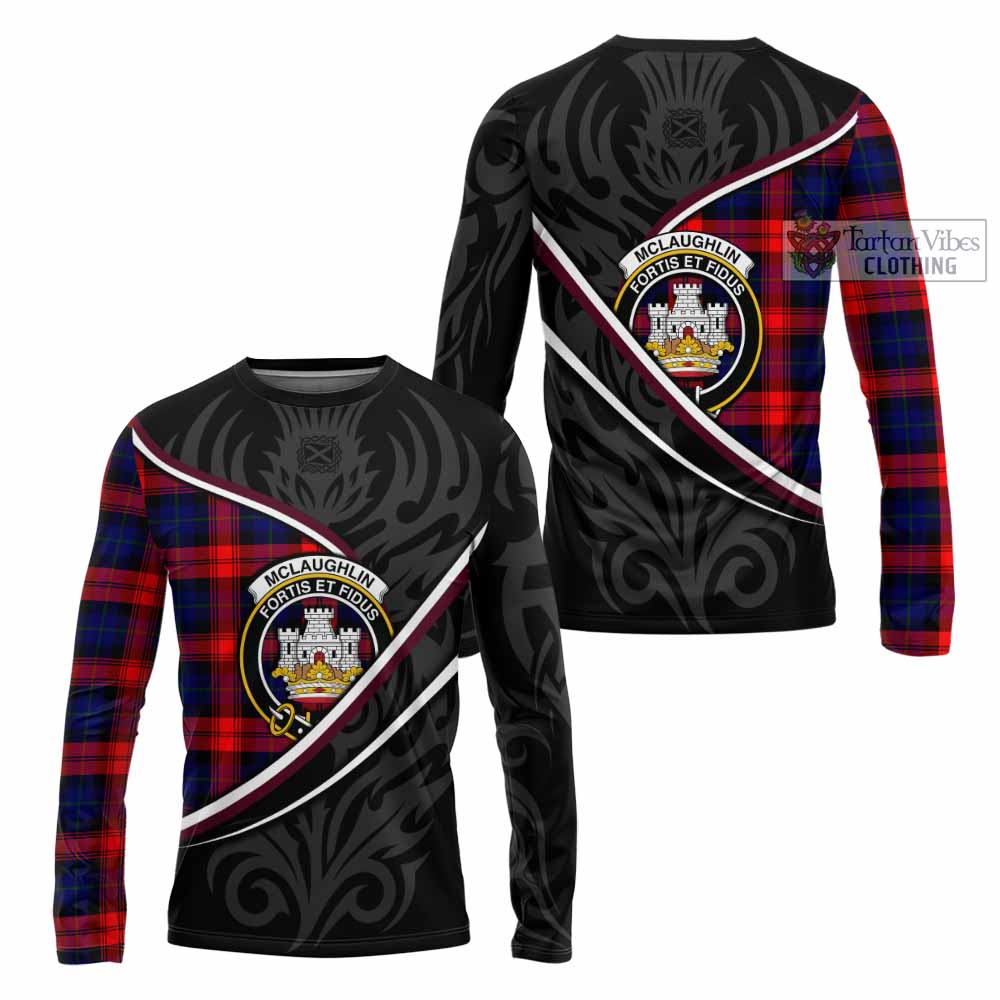 Mclaughlin Tartan Family Crest Long Sleeve T-Shirt Celtic Scottish Thistle Floral - Tartan Vibes Clothing