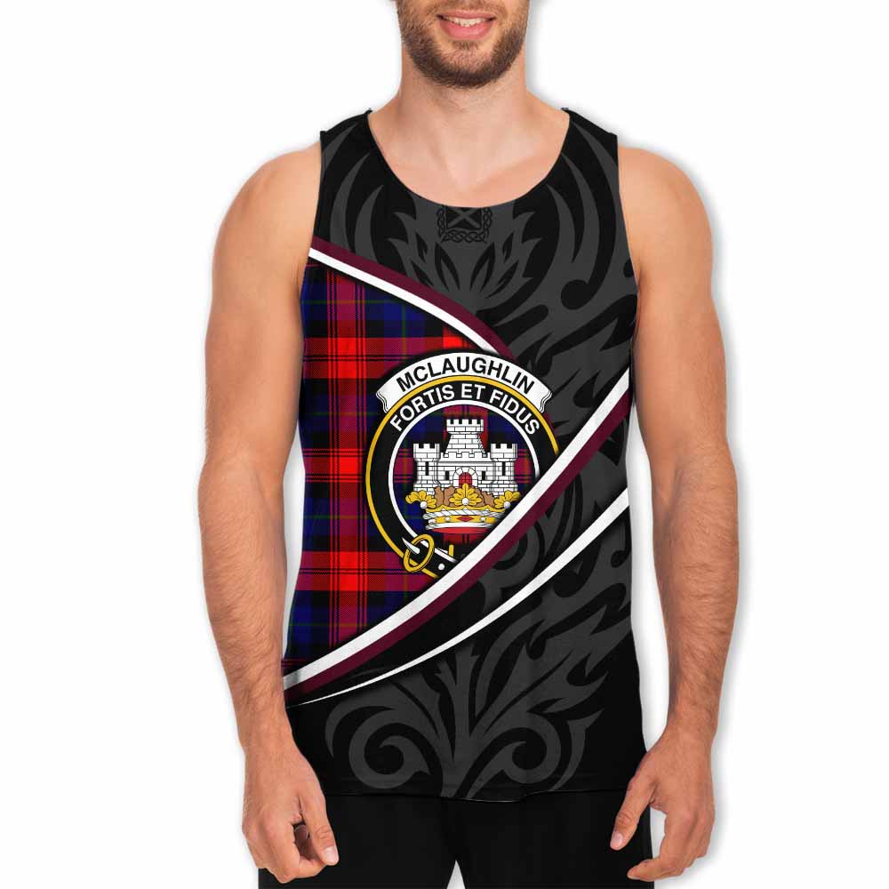 Mclaughlin Tartan Family Crest Men Tank Top Celtic Scottish Thistle Floral - Tartan Vibes Clothing