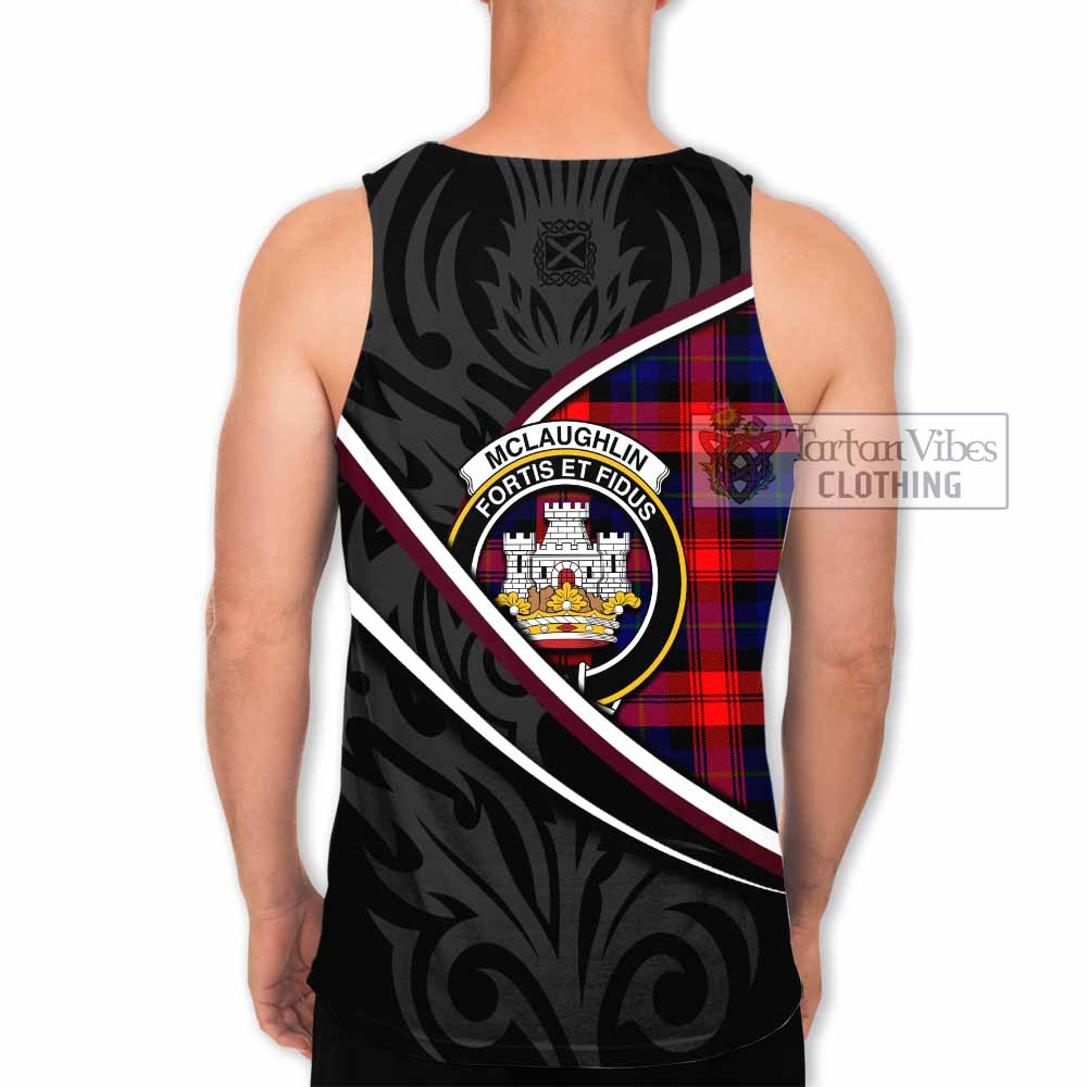 Mclaughlin Tartan Family Crest Men Tank Top Celtic Scottish Thistle Floral - Tartan Vibes Clothing