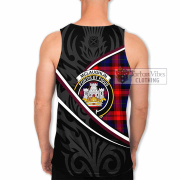 Mclaughlin Tartan Family Crest Men Tank Top Celtic Scottish Thistle Floral
