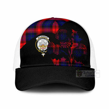 McLaughlin Tartan Family Crest Mesh Trucker Cap Scotland Thistle Floral Flag Style