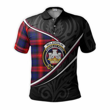 Mclaughlin Tartan Family Crest Polo Shirt Celtic Scottish Thistle Floral