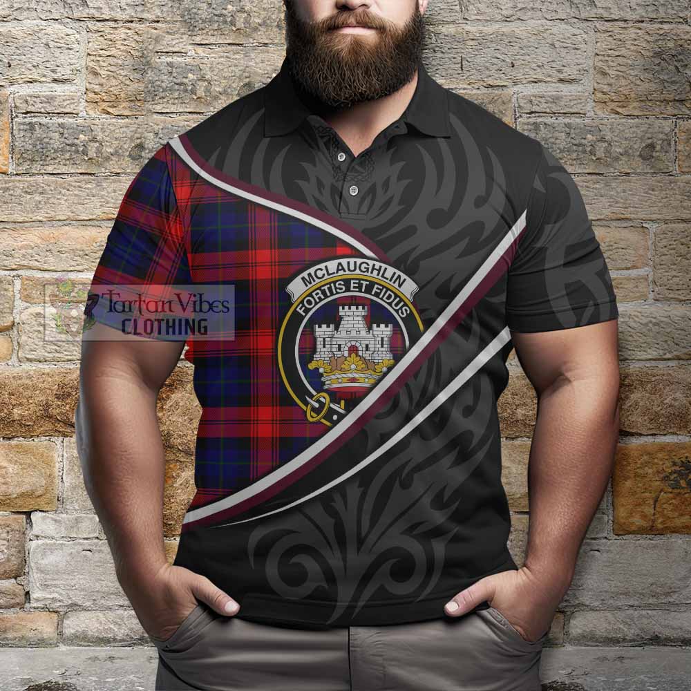 Mclaughlin Tartan Family Crest Polo Shirt Celtic Scottish Thistle Floral - Tartan Vibes Clothing